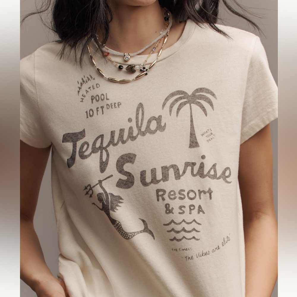 MOTHER Tequila Sunrise Graphic Tee - Cream